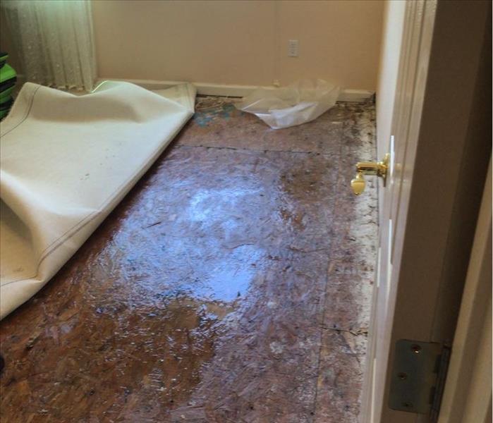 affected carpet in a flooded bedroom